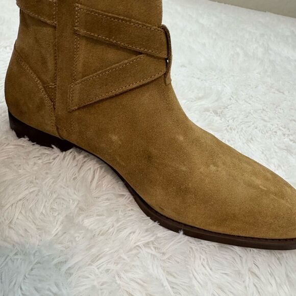 Zara Men's Leather Tan Suede Buckled Ankle Boots Size 40 US 7 - Picture 5 of 10